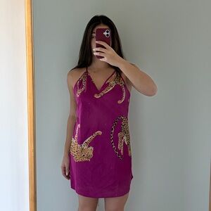 Jezebel Fuchsia Dress with Leopard Accents